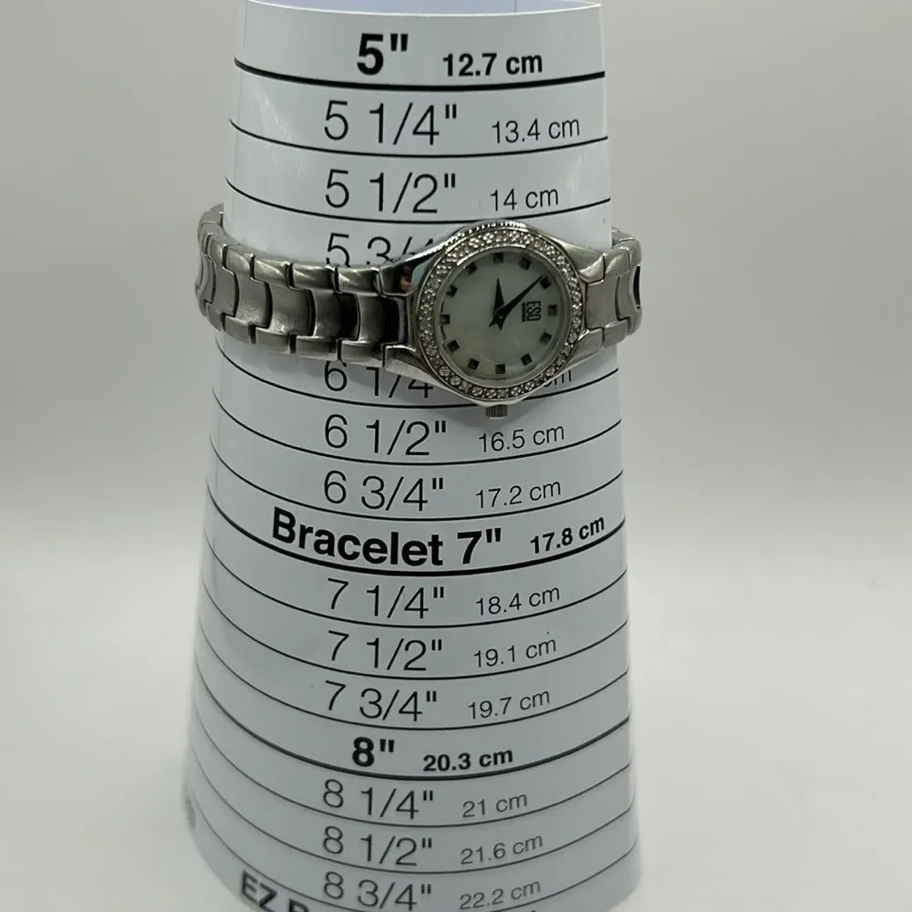 Working! Esquire ESQ by Movado Dainty Minimalist Rhinestone Bezel Swiss Watch